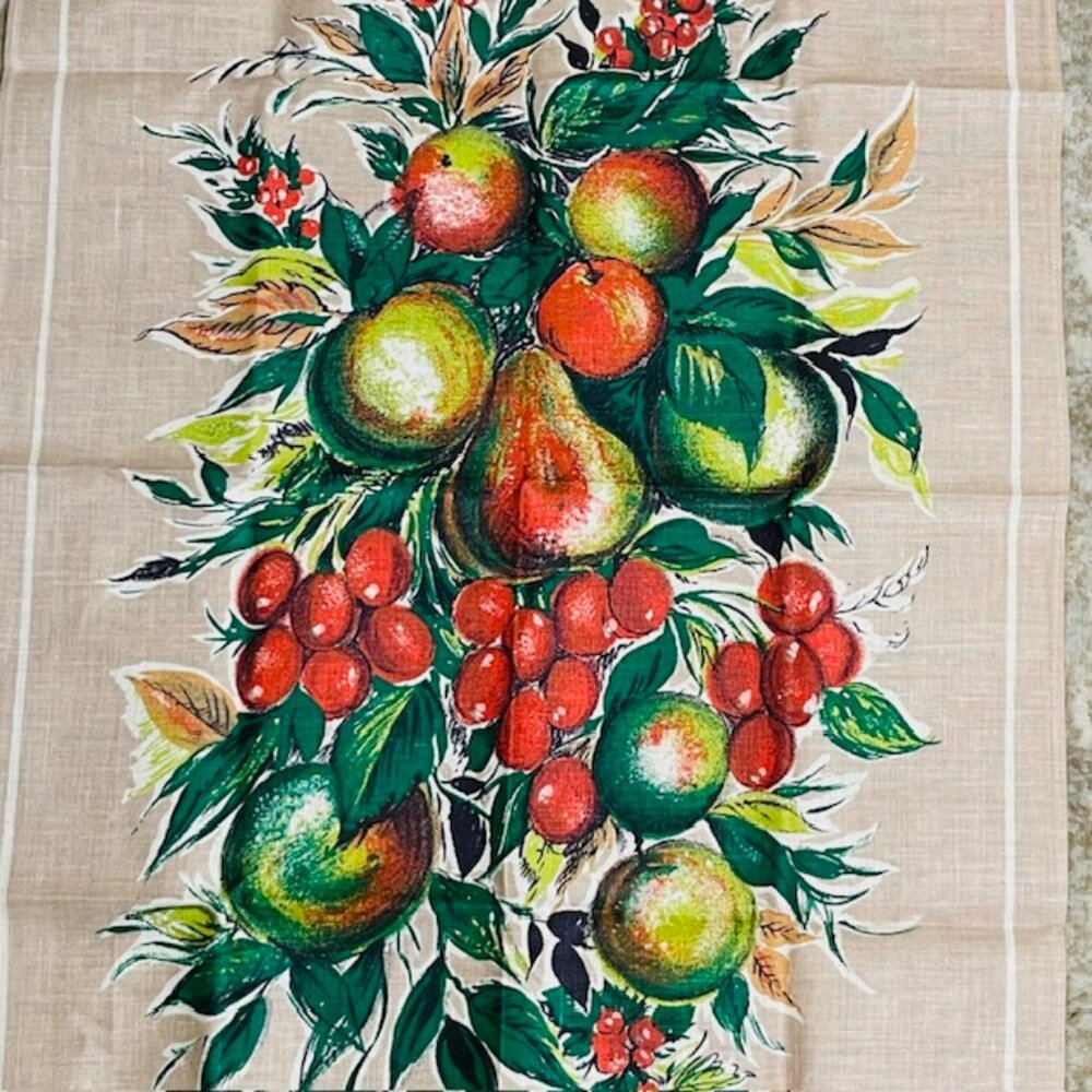 Samuel Lamont MCM 100% Irish Linen Fruit Still Life Tea Towel XL NOS - Picture 3 of 5